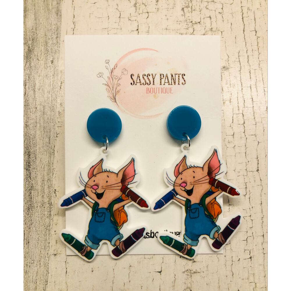 If You Take a Mouse to School Cookie Mouse Earrings NEW